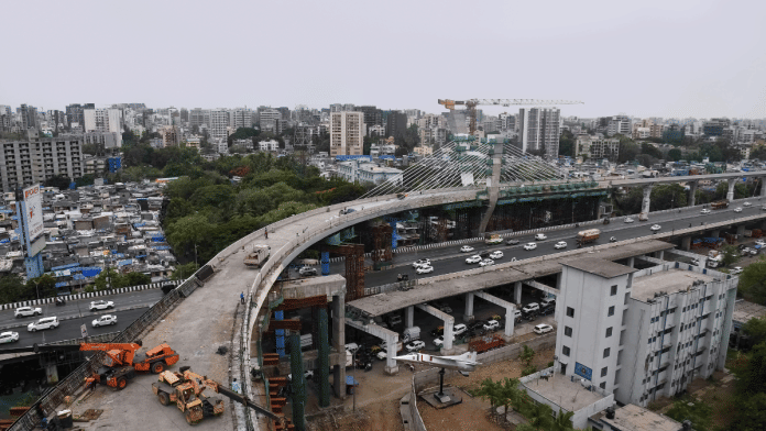 Representational image. | An aerial view of Santacruz-Chembur Link Road extension project, managed by MMRDA. | ANI