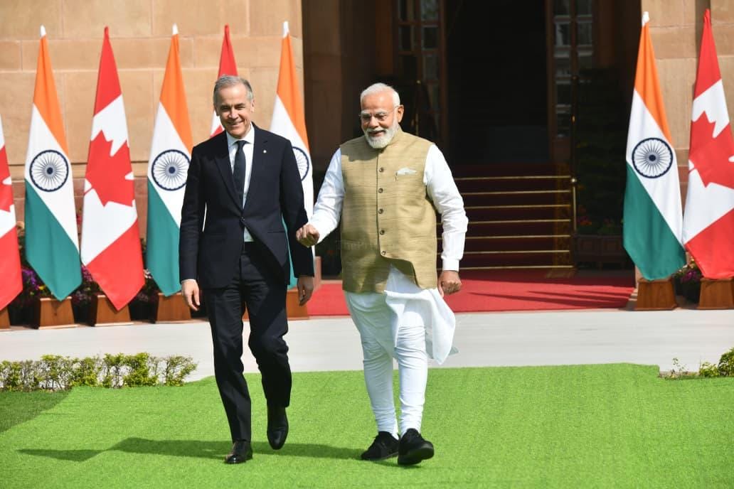 Modi meets Canadian PM Mark Carney in Delhi, delegation-level talks today