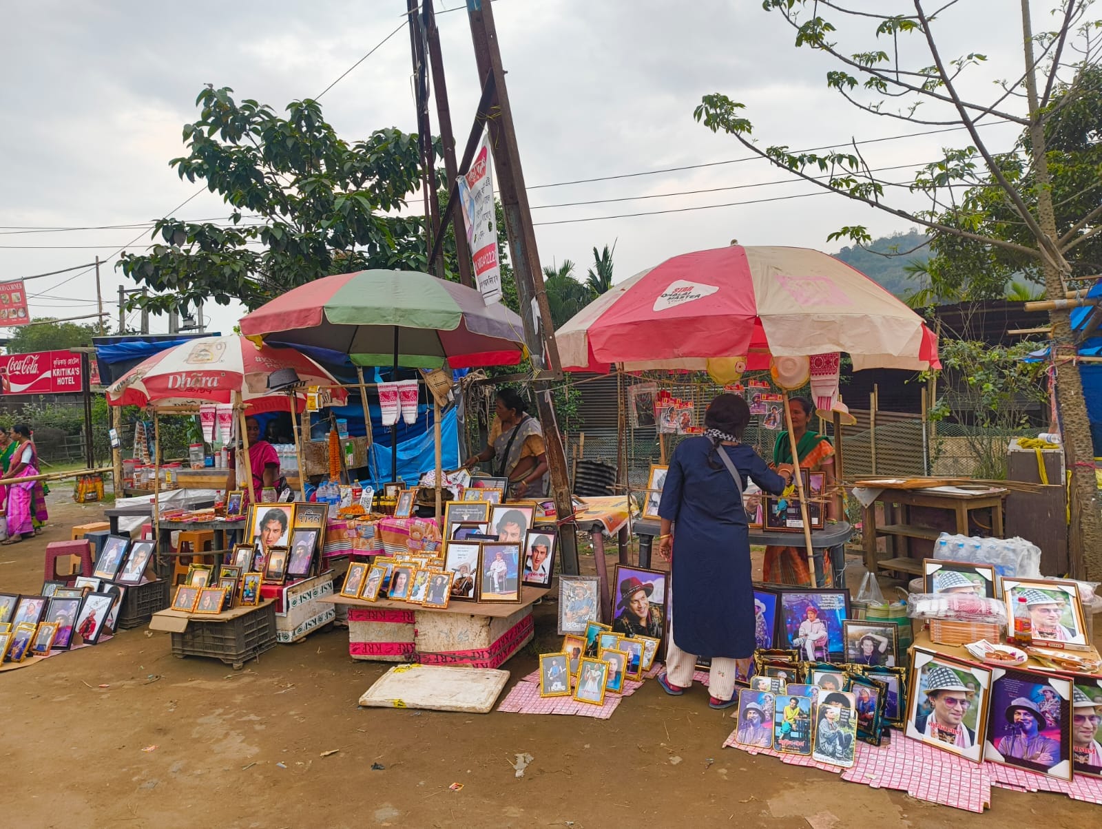 Souvenirs and pictures being sold outside the site of Zubeen's memorial | Sourav Roy Barman | ThePrint