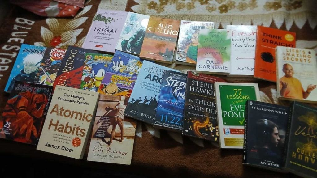 Pragesh's book collection, which ranges from romance novel of Colleen Hoover, manga and motivational titles. Almina Khatoon | ThePrint
