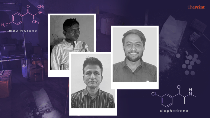 (Clockwise from top left) Accused Manoj Kumar Mathur, Manish Bishnoi and Veerender Swamy | Photos by special arrangement | Image: Shruti Naithani/ThePrint