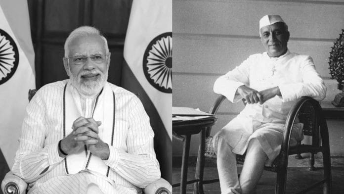 File photos of PM Modi and former PM Nehru