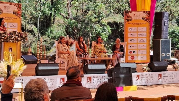 Transformation coach GeetArsh Kaur, author Richa S Mukherjee, writer Madhureeta Anand and CPI(M) leader Subhashini Ali (left to right) at the Nainital Literature Festival. | Aaamaan Alam Khan | ThePrint