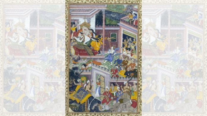 A Mughal painting of Krishna killing the evil king of Mathura Kansa | Commons