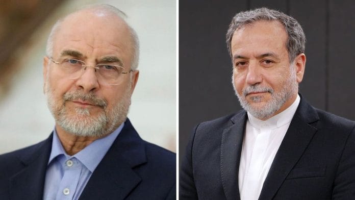File photo of (left) Mohammad Bagher Ghalibaf, the Speaker of Iran’s parliament, and Abbas Araghchi, the foreign minister of Iran | Wikimedia Commons