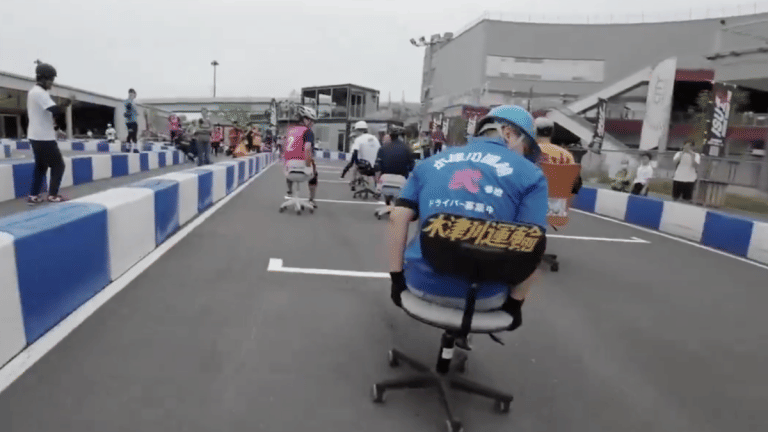 Japan’s office chairs have been racing for 16 years. Winning employee gets 90kg rice