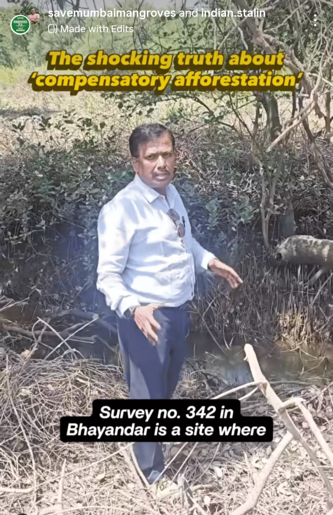 Screenshot of a video posted by Vanshakti's Stalin Dayanand on Instagram