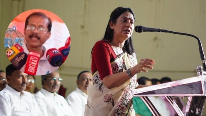 File photo of LDF MLA U. Prathibha, (inset) suspended IUML leader Irshad Chaklalassery | Facebook