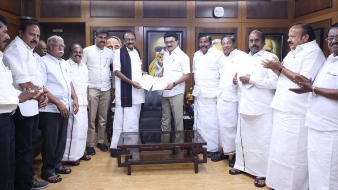 Representational image | DMK chief & CM Stalin, MDMK General Secretary Vaiko and others after finalising the seat-sharing arrangement earlier this month for the upcoming Tamil Nadu polls | ANI/DMK