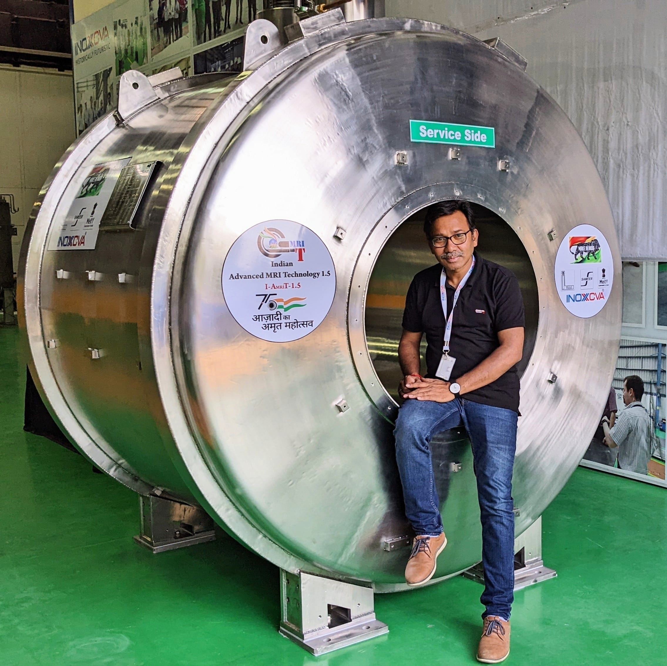 Soumen Kar, head of the IMRI magnet programme, poses with the final product of ten years of work | Photo: By special arrangement