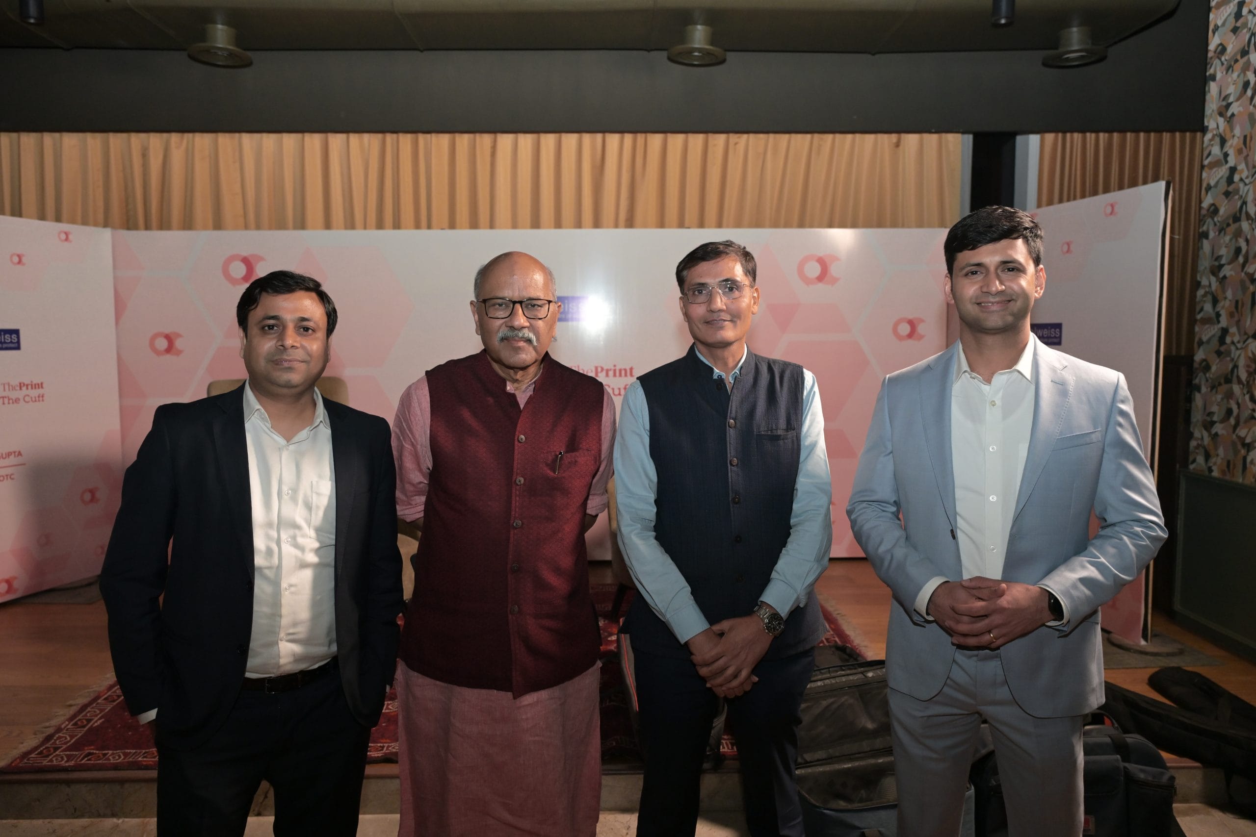 (From left to right) Utsav Anand, Head of Distributors, EAAA Alternatives; Shekhar Gupta, ThePrint Founder and Editor-in-Chief; Ajaykumar Gupta, Managing Director, EAAA Alternatives; and Kevin Tauro, Director-India Business Coverage, EAAA Alternatives. | Suraj Singh Bisht/ThePrint