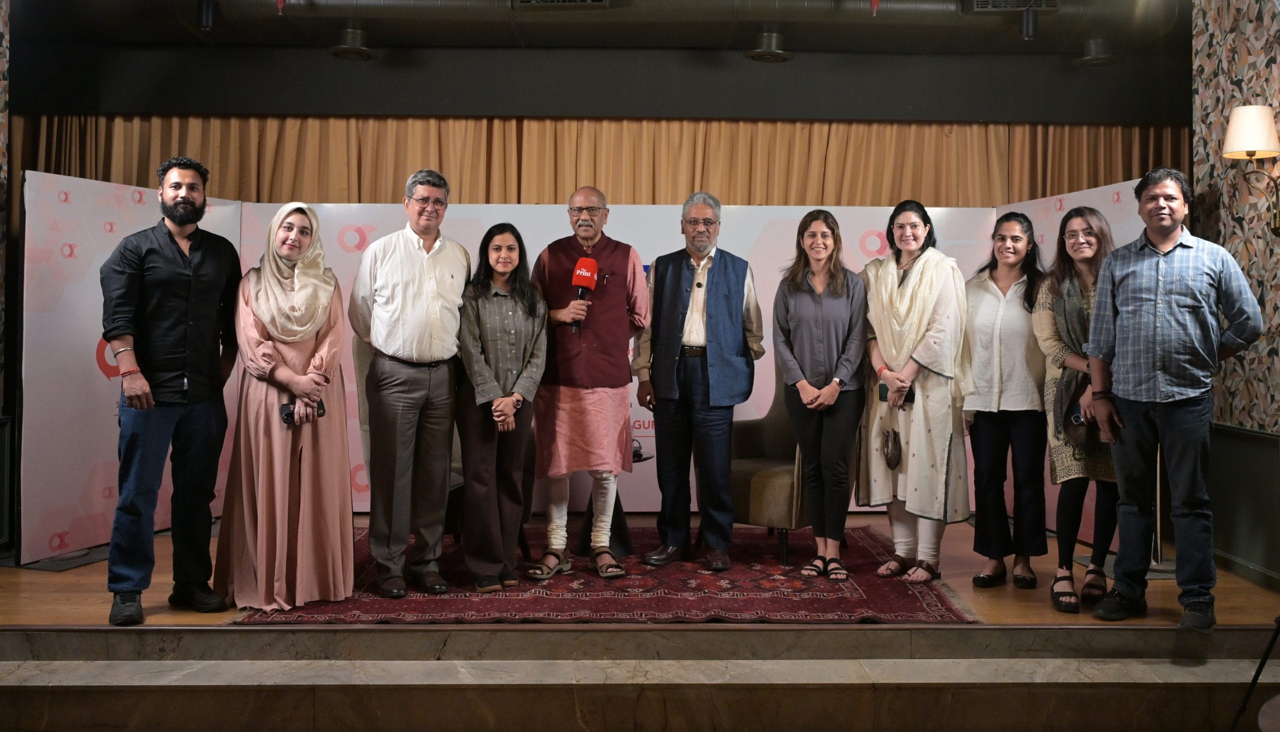 ThePrint team with Editor-in-Chief Shekhar Gupta and C. Raja Mohan at Off The Cuff in Mumbai. 