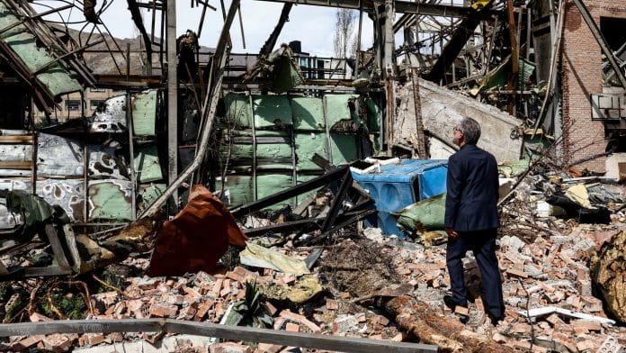 FILE PHOTO: Iran's Minister of Science Hossein Simaee Sarraf inspects the damage at the research building of the Shahid Beheshti University, which was damaged by a strike, amid the U.S.-Israeli conflict with Iran, in Tehran, Iran, April 4, 2026. | Majid Asgaripour/WANA (West Asia News Agency) via REUTERS /File Photo
