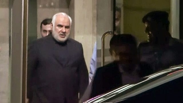 Ambassador of Iran to India, Dr. Mohammad Fathali leaves from the Ministry of External Affairs, in New Delhi on Saturday. | ANI Video Grab