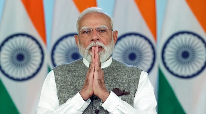 Prime Minister Narendra Modi addresses the Nation, in New Delhi on Saturday. | DD News/ANI Video Grab