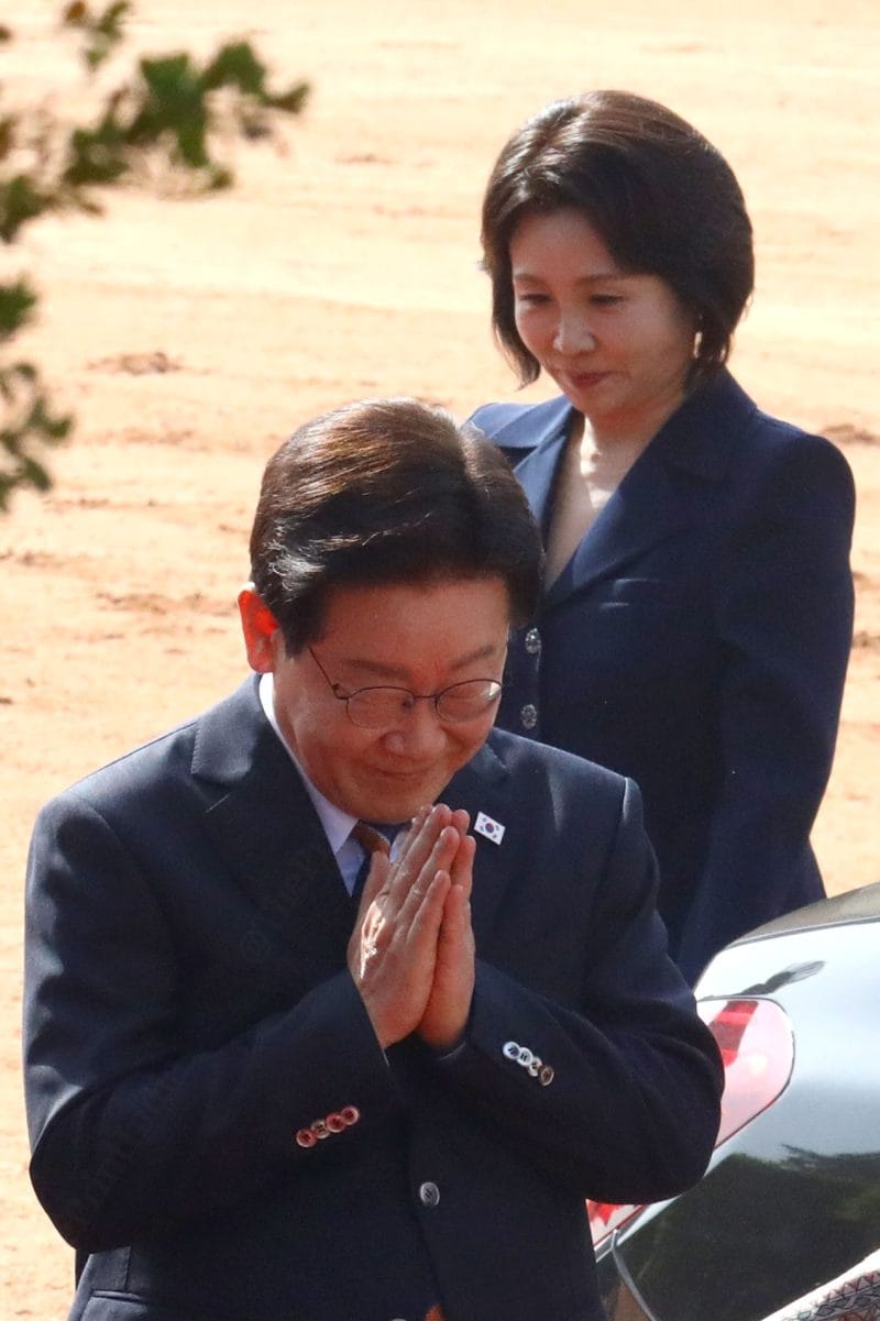 South Korean President Lee Jae Myung and First Lady Kim Hea Kyung arrive for the ceremonial reception | Praveen Jain | ThePrint