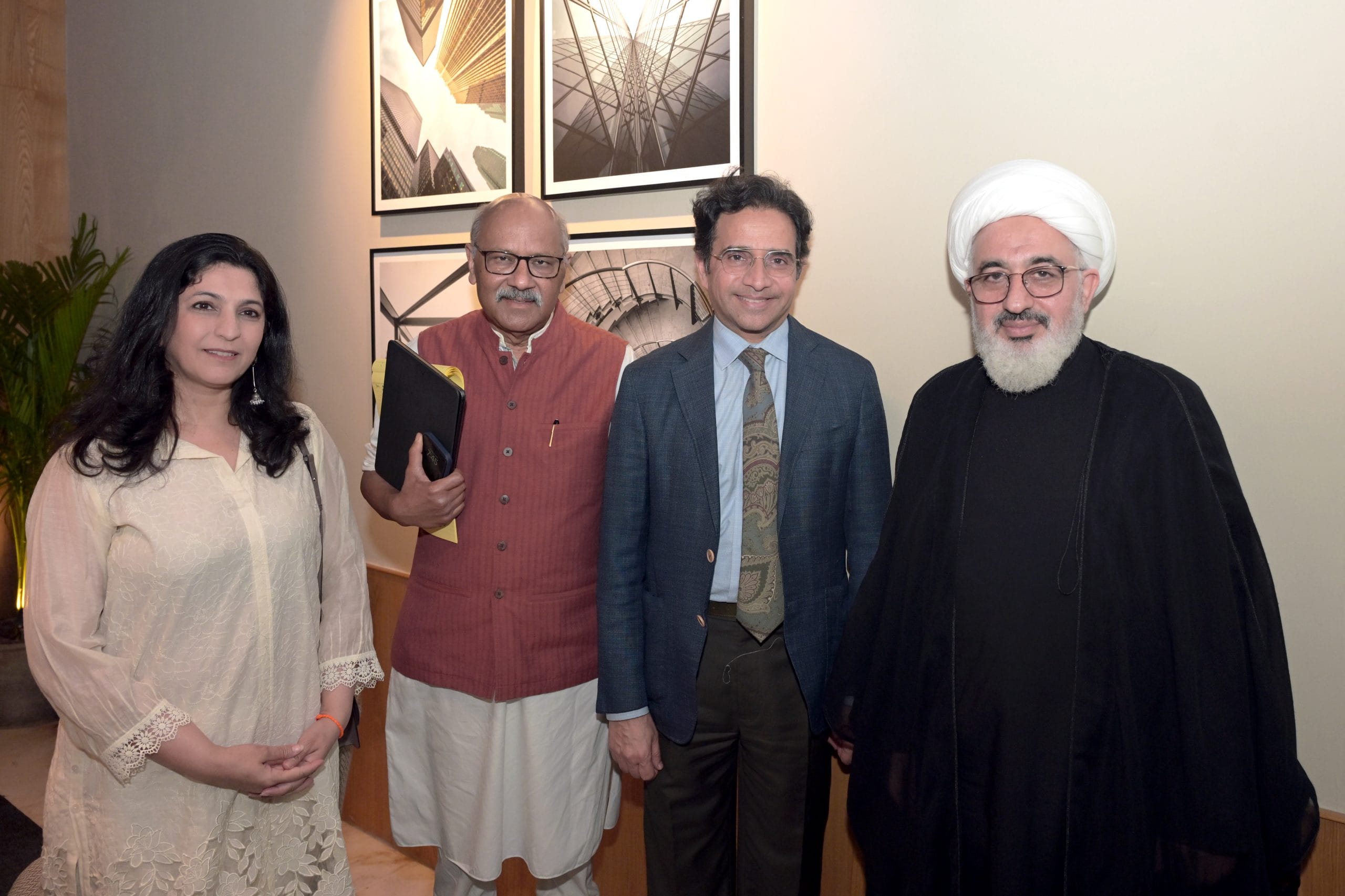 (From left to right) Rupali Ohri, ThePrint's Editor-in-Chief Shekhar Gupta, DLF Home Developers Ltd's MD & Chief Business Officer Aakash Ohri, and Abdul Majid Hakeem Ilahi at The Quorum in Gurgaon | Suraj Singh Bisht | ThePrint