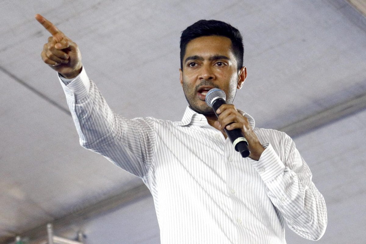 Abhishek Banerjee addressing party supporters during the rally at Kanthi in east Medinipur, West Bengal | Praveen Jain | ThePrint