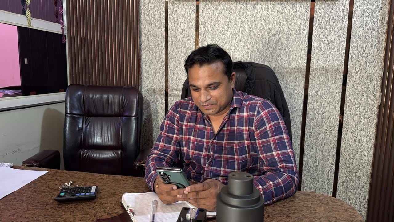 Leyakat Ali, son of Asgar Imam Bharti, sits in his office located directly opposite the new temple | Photo: Anushka Srivastava, ThePrint