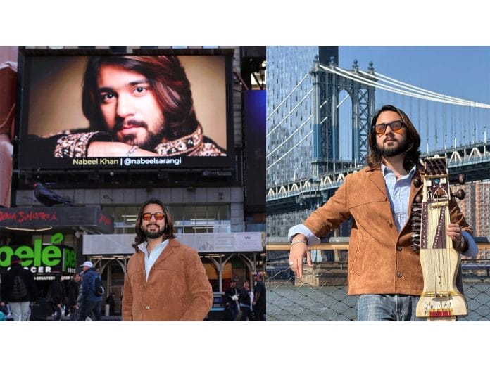 Nabeel Khan Becomes the First Sarangi Maestro Featured on Times Square Billboard in New York City