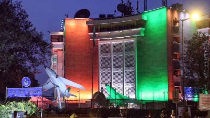 Air Force Headquarters in New Delhi illuminated with tricolour lights ahead of Republic Day this year | Photo: ANI