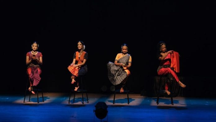 (Left to right) Kaikeyi played by Aneesha Grover, Sita played by Nandita Kalaan, Karaikal Ammaiyar played by Amrita Sivakumar, Draupadi played by Harini Iyer in the play Rebel Ranis | By special arrangement