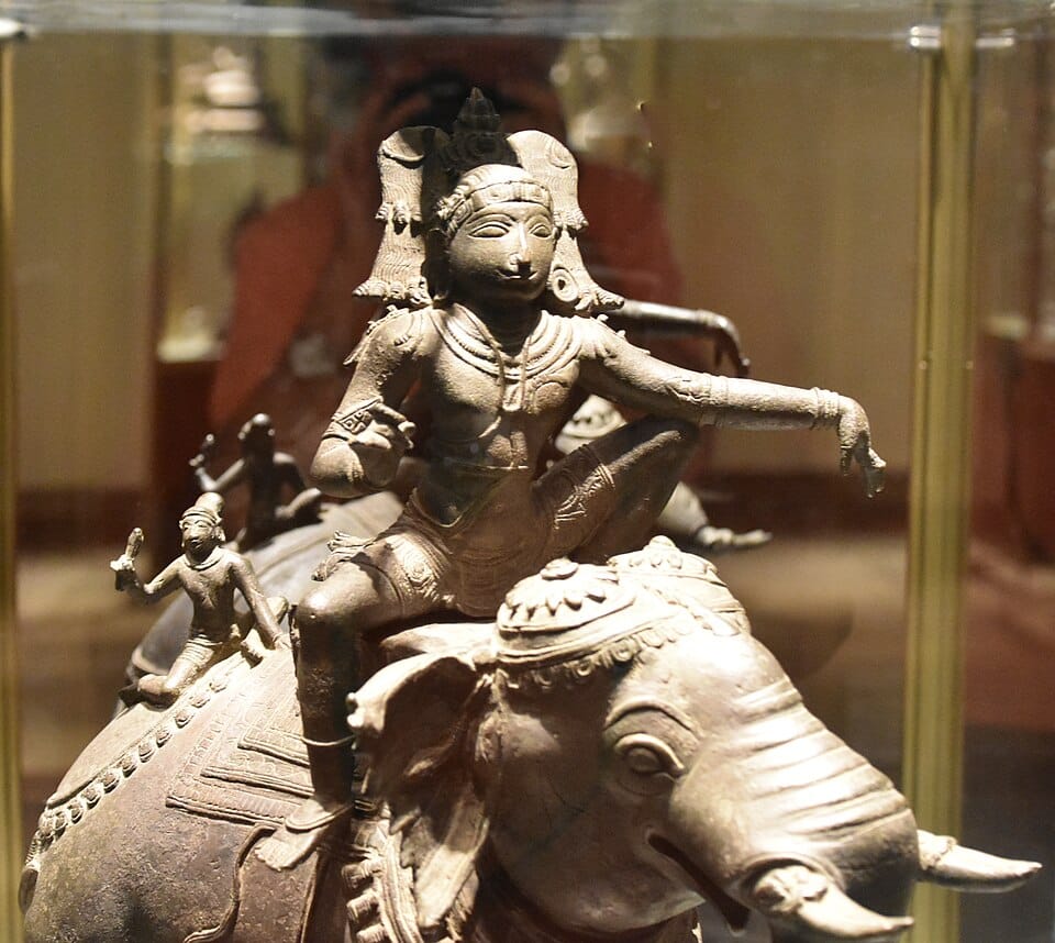 Ayyanar on elephant, 16th century bronze | Government Museum, Chennai | Wikimedia Commons