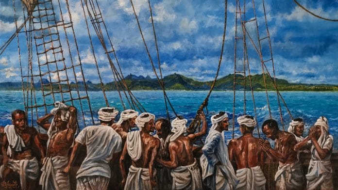 Visual Art of the first indentured Indian labourers arriving in Mauritius | Wikimedia Commons