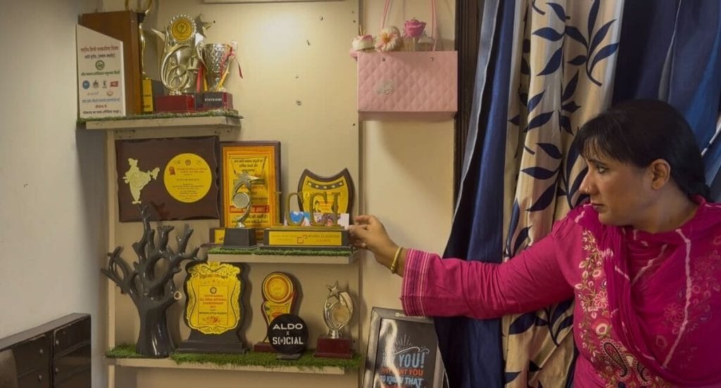 Thirty-eight-year-old Mehrunissa Shaukat Ali showing her accolades at her residence | Saman Husain, ThePrint