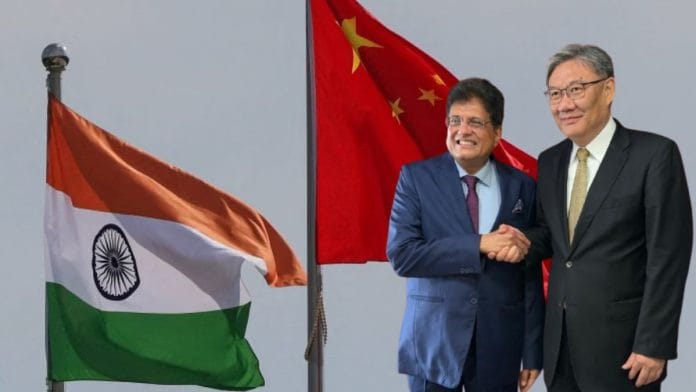 National flags of China and India in Tianjin, China, in August 2025 | REUTERS/Maxim Shemetov/File Photo | Commerce and Industry Minister Piyush Goyal meeting Chinese counterpart Wang Wentao | X/@PiyushGoyal