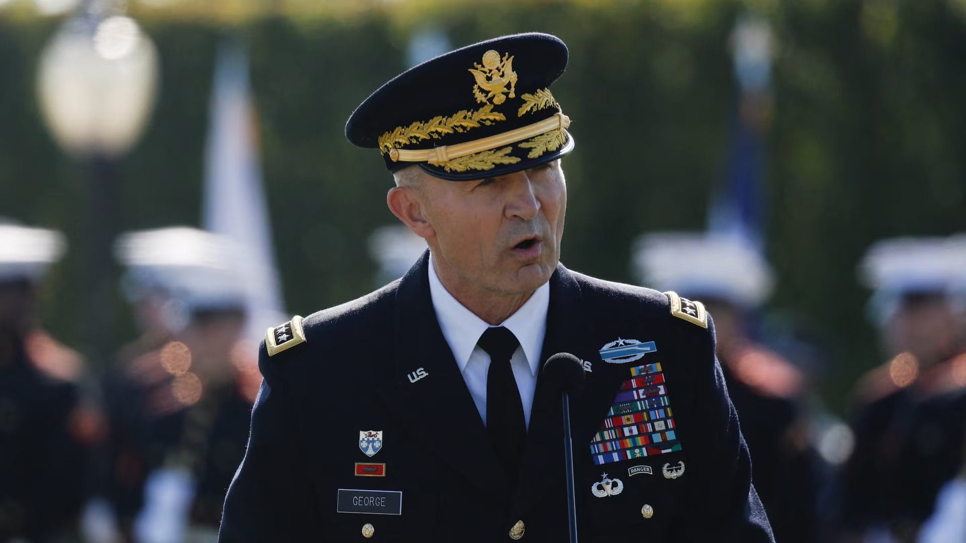 General Randy George, Chief of Staff of the U.S. Army speaks during a ceremony honoring prisoners of war, at the Pentagon in Washington, D.C. U.S., September 19, 2025. REUTERS/Daniel Becerril
