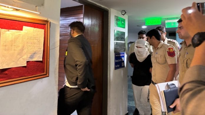 Rahul Meena brought to Saket courts on 23 April 2026 | Samridhi Tewari/ThePrint