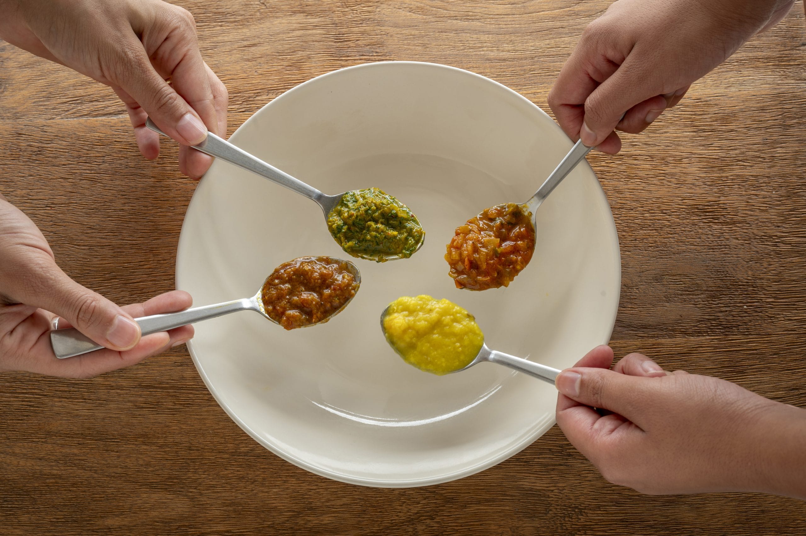 The four different masala pastes used in Sindhi cooking. | Reshma Sanghi 