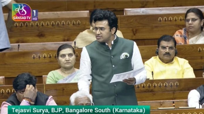 BJP MP Tejasvi Surya taking part in discussion on Delimitation Bill 2026 & Constitution (131st Amendment) Bill in Lok Sabha on 16 April 2026 | Sansad TV