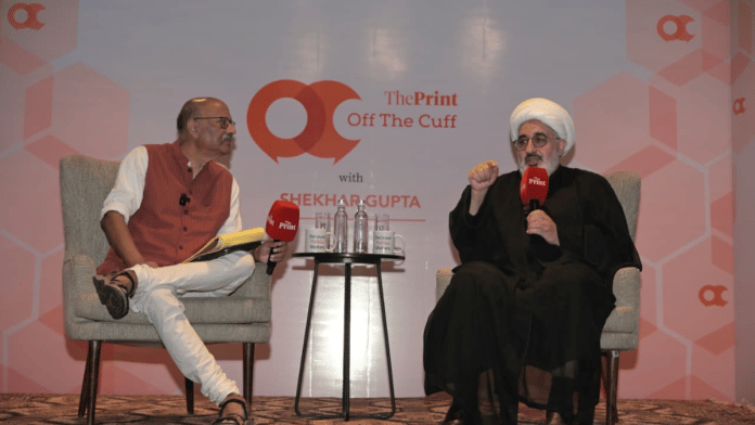 Dr. Abdul Majid Hakeem Illahi, Iran's Supreme Leader Mojtaba Khamenei's representative in India, at ThePrint Off The Cuff with Shekhar Gupta. | Suraj Singh Bisht/ThePrint