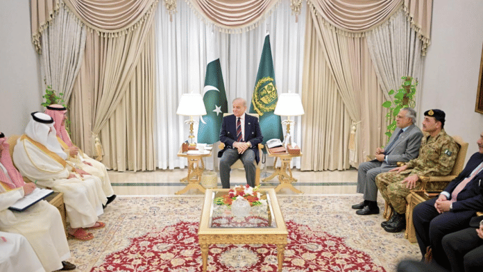 Pakistan's PM Shehbaz Sharif & Chief of Army Staff (COAS) Asim Munir met Saudi Arabia Finance Minister Mohammed Al-Jadaan on 10 April, a day before Islamabad hosted U.S. & Iran for peace talks. | Reuters