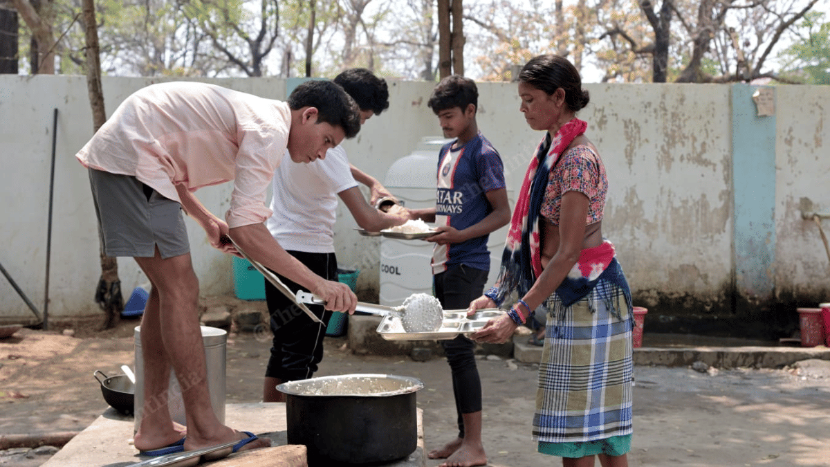 Surrendered Maoists being served lunch at the Bijapur rehabilitation centre | Mayank Kumar | ThePrint