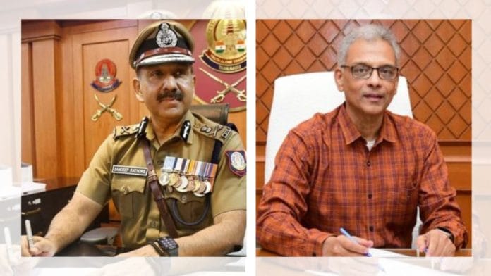 ECI-appointed new Tamil Nadu DGP Sandeep Rai Rathore and Chief Secretary M. Sai Kumar. The DMK has raised objections to the appointments | X