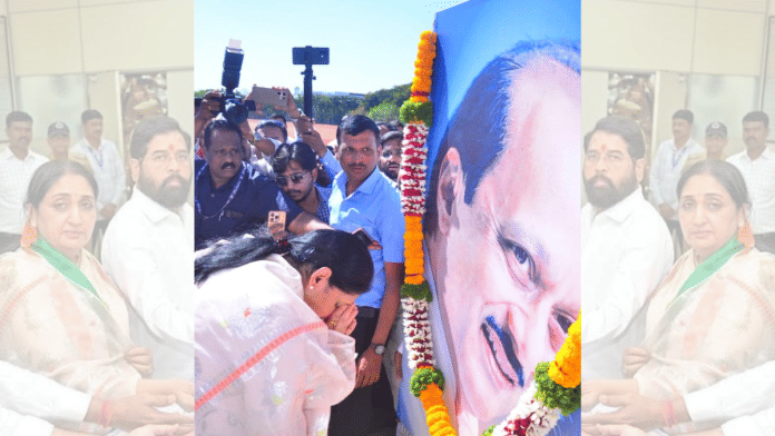 Sunetra Pawar paid tributes to her husband Ajit Pawar before filing her nomination paper. | X/@SunetraA_Pawar