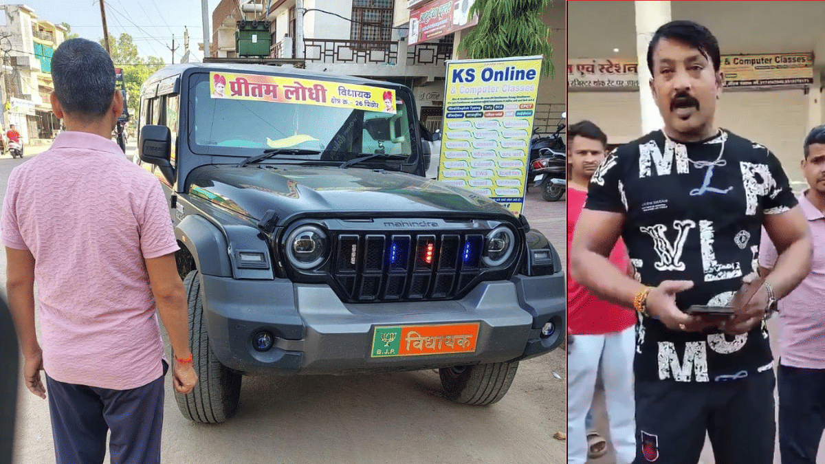 The Thar involved in the incident. BJP Pichhore MLA Preetam Lodhi's son Dinesh Lodhi. | By special arrangement