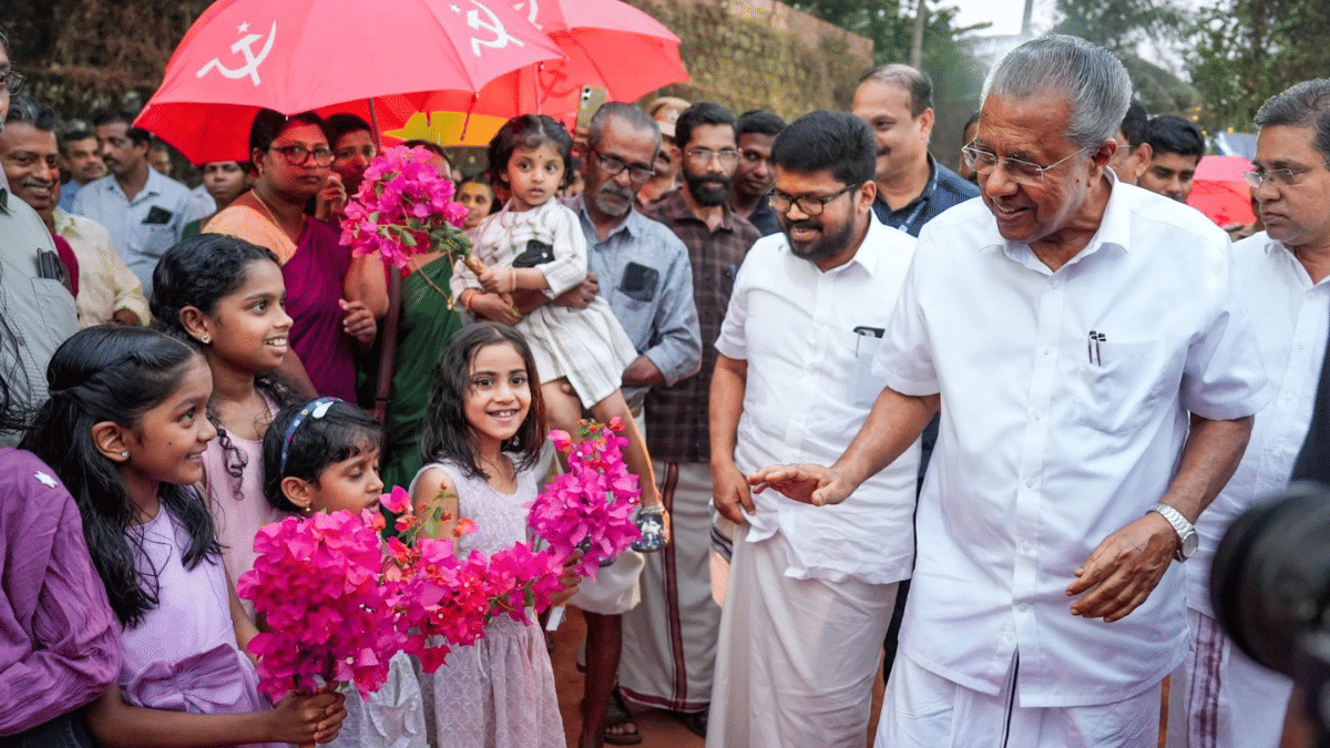 Kerala CM Pinarayi Vijayan with CPI(M) workers during his visit to Kannur | By Special Arrangement