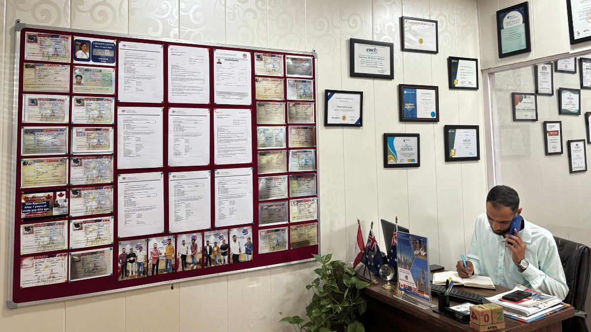 An staffer at an office in Chandigarh receives queries for IELTS tests as the dream to settle abroad remains strong among the youth | Samridhi Tewari | ThePrint