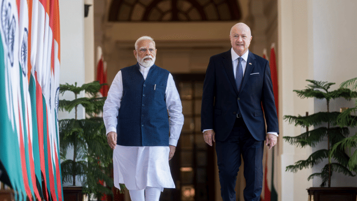 Prime Minister Narendra Modi with Austrian Chancellor Christian Stocker in New Delhi on Thursday | X/@_CStocker