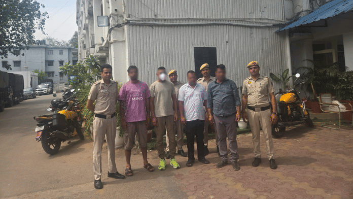 The four arrested accused at the Vasant Vihar Police Station | By Special Arrangement | Samridhi Tewari