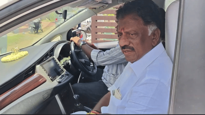 DMK candidate O Panneerselvam during his poll campaign in Bodinayakanur, Theni | Shweta Tripathi | ThePrint