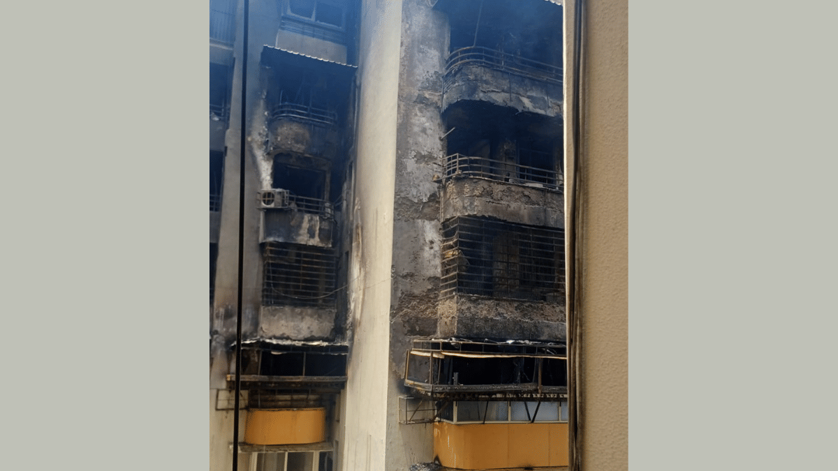 The fire-ravaged flats seen from an adjacent tower | By Special Arrangement | ThePrint