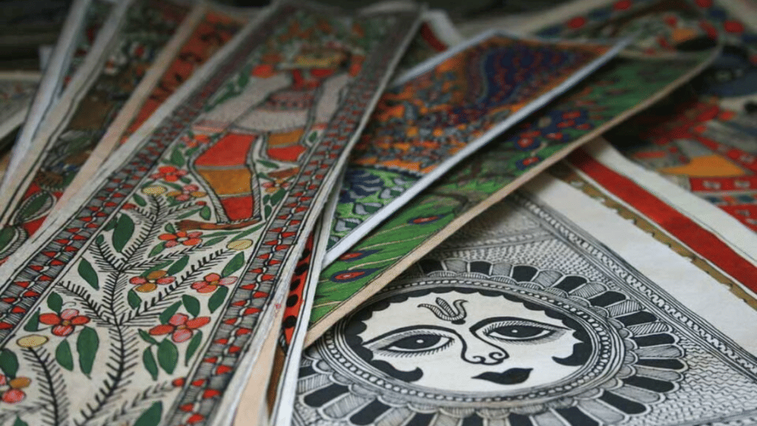 Madhubani painting was originally done on mud walls using twigs and natural dyes | Commons