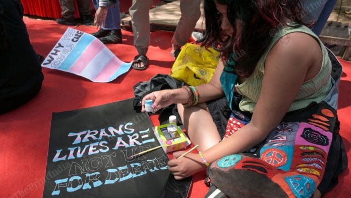 People gather at Jantar Mantar in Delhi to protest the transgender amendment law | Suraj Singh Bisht | ThePrint