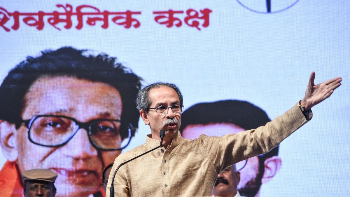 Shiv Sena (UBT) chief Uddhav Thackeray speaks during the Senior Shiv Sainik Chamber Anniversary Celebration, in Dadar, Mumbai | Photo: ANI