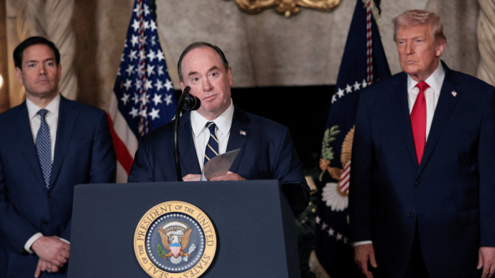 File photo of Secretary of the Navy John Phelan with President Donald Trump. | Reuters